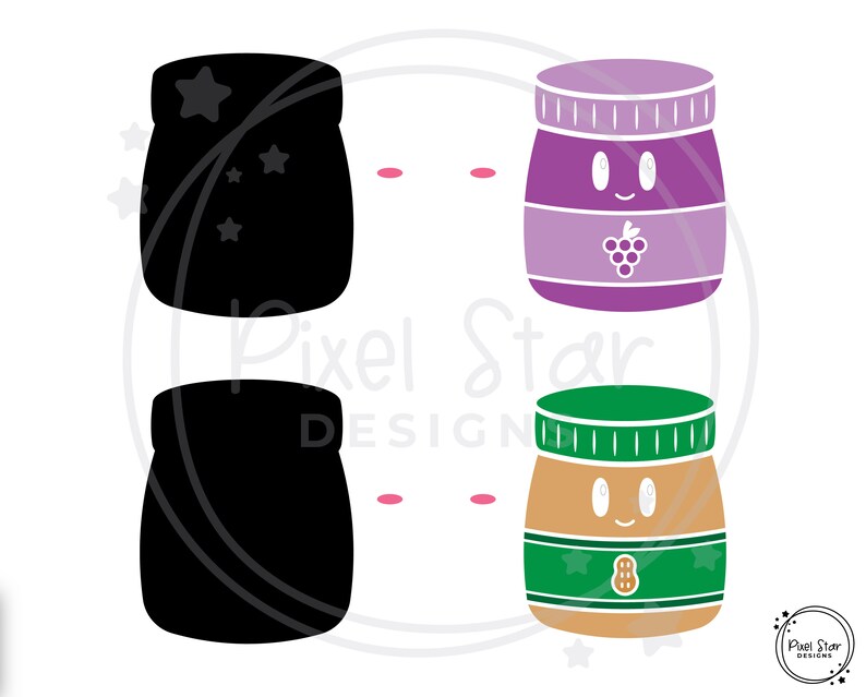 Peanut Butter and Jelly Jar SVG, Breakfast Food Vector Graphics