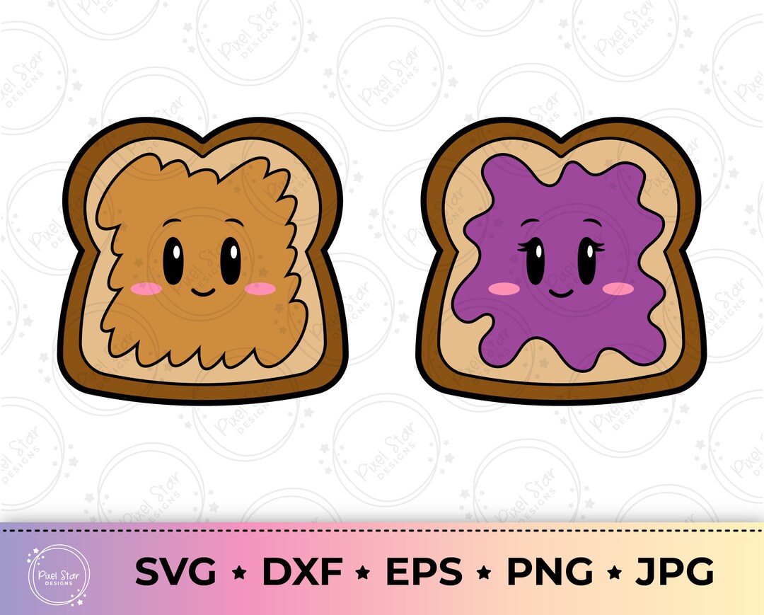 Peanut Butter and Jam Bread SVG, PB and Jelly Food Vector Graphics