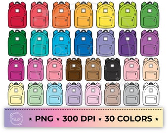 50 School Bag Clipart, Travel Digital Illustrations PNG, Cute