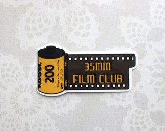 35mm Film Club with 35mm Roll of Film Glossy Sticker, 35mm Film Club Sticker, 35mm Film Sticker, Vintage Camera Sticker, Die Cut Sticker