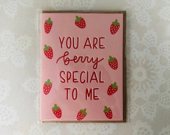 You Are Berry Special To Me Greeting Card, Strawberry Aesthetic, Pun Greeting Card, Pink Card, A2 Greeting Card, Greeting Card with Envelope