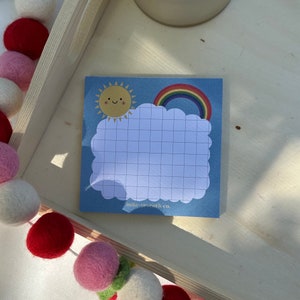 Sun/Rainbow Notepad - 3.5x3.5, 50 sheets, Writing Pad, Note Pad, Kawaii Notepad, Reminders Notepad, Stationery Pad, Rainbow and Sun Motif