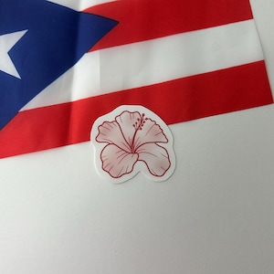Agramola glänzender Aufkleber, Mohnblumen-Aufkleber, Blumenaufkleber, gestanzter Aufkleber, Puerto Rico Azipola-Blume, Flore de Maga, Hibiskusblume