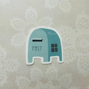 Post Office Mailbox Sticker, Happy Mail, Blue Mailbox Sticker, Glossy Sticker, Vinyl Sticker, Die Cut Sticker, Esthetice and Cute Sticker