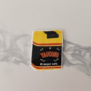 Pegatina brillante de café puertorriqueño Yaucono, Pegatina de Puerto Rico, Pegatina troquelada, Pegatina bonita