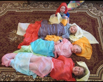 Hand-dyed Silks in many sizes and colors for open-ended imaginative play!