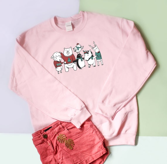 pink christmas sweatshirt