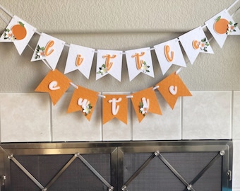 Little Cutie Baby Shower | Cutie Baby Shower Decor | Clementine Baby Shower | Orange Cutie Banner | Little Cutie Cupcake Topper