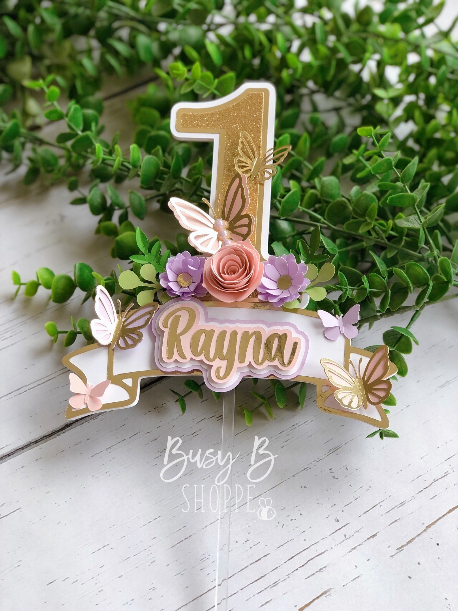 ZZDCMS Wood Butterfly '1' Cake Topper - 1st Birthday Decor, Baby Shower Or Anniversary