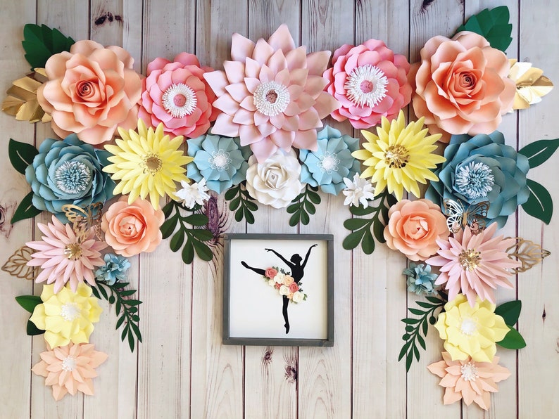 Large Flower Wall Set / Flower Set / Bridal Shower Backdrop / Etsy