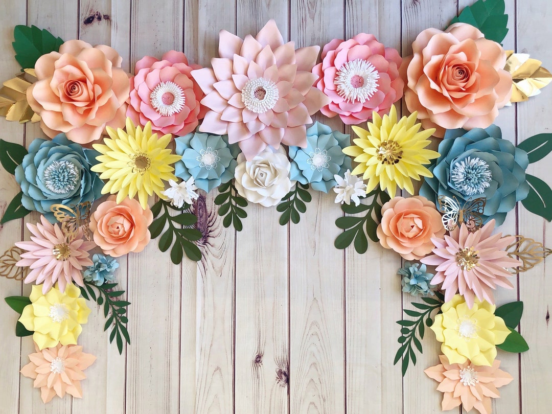 Large Flower Wall Set / Flower Set / Bridal Shower Backdrop / Baby