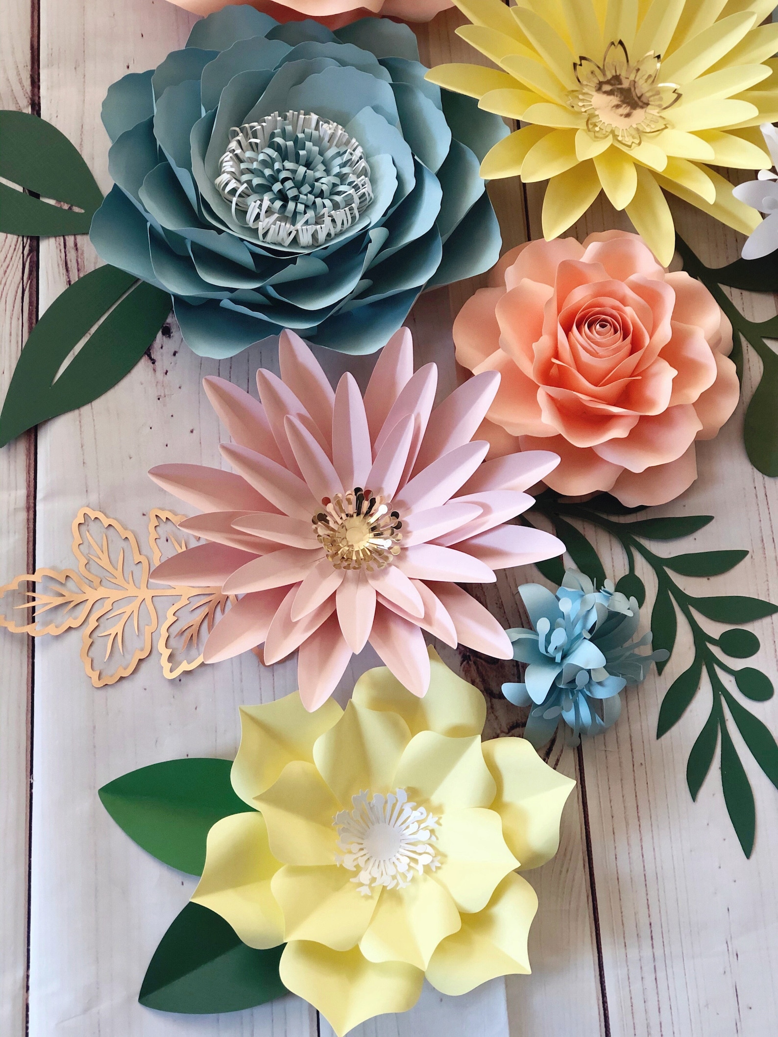 Large Flower Wall Set / Flower Set / Bridal Shower Backdrop / Etsy