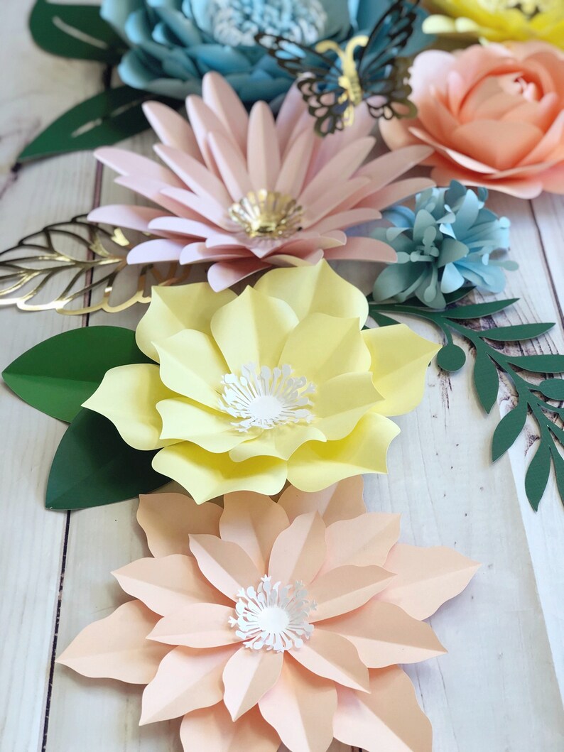 Large Flower Wall Set / Flower Set / Bridal Shower Backdrop / Etsy