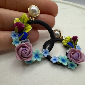 Black Floral Earrings