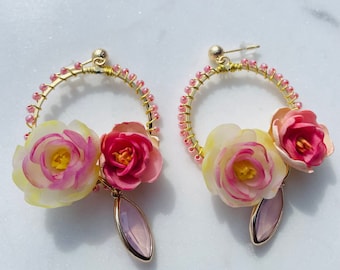 Peony dangle earrings