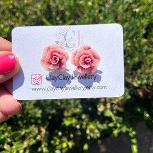 Pink Peony Studs | Pink Rose Studs