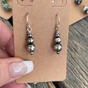 Navajo Style Pearl Earrings | Handmade Sterling Silver Drops | 4 Styles & Sizes | Western Boho Jewelry