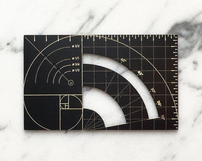 Colibri Gold Ruler The Golden Ruler: EDC Wallet-sized Fibonacci Multi-tool. Black and ...