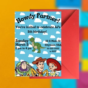 Toy Story Birthday Invitation Custom Birthday Party Invitation Toy Story Woody Buzz Lightyear Invitation Kids Birthday Party Invitation