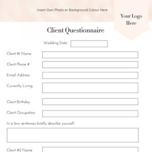 Wedding Planner Client Consultation Questionnaire Etsy Wedding Planner Client Consultation Questionnaire Etsy