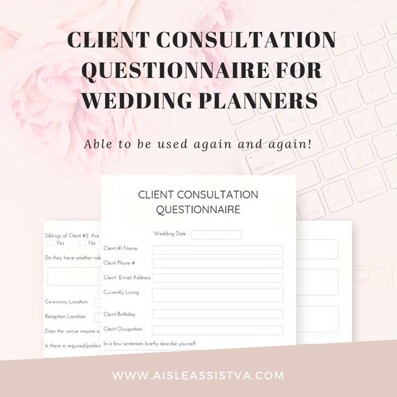 Wedding Planner Client Consultation Template Etsy