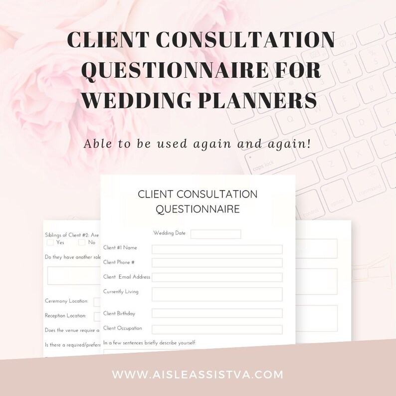 Wedding Planner Client Consultation Template | Etsy