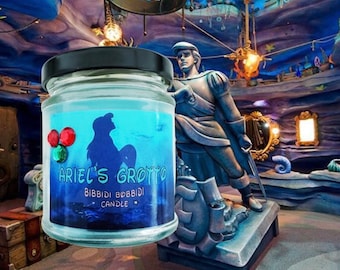 Ariel’s Grotto 8 oz Glass Candle Jar  , Disney Inspired Candle Magic Kingdom Cruelty free and vegan