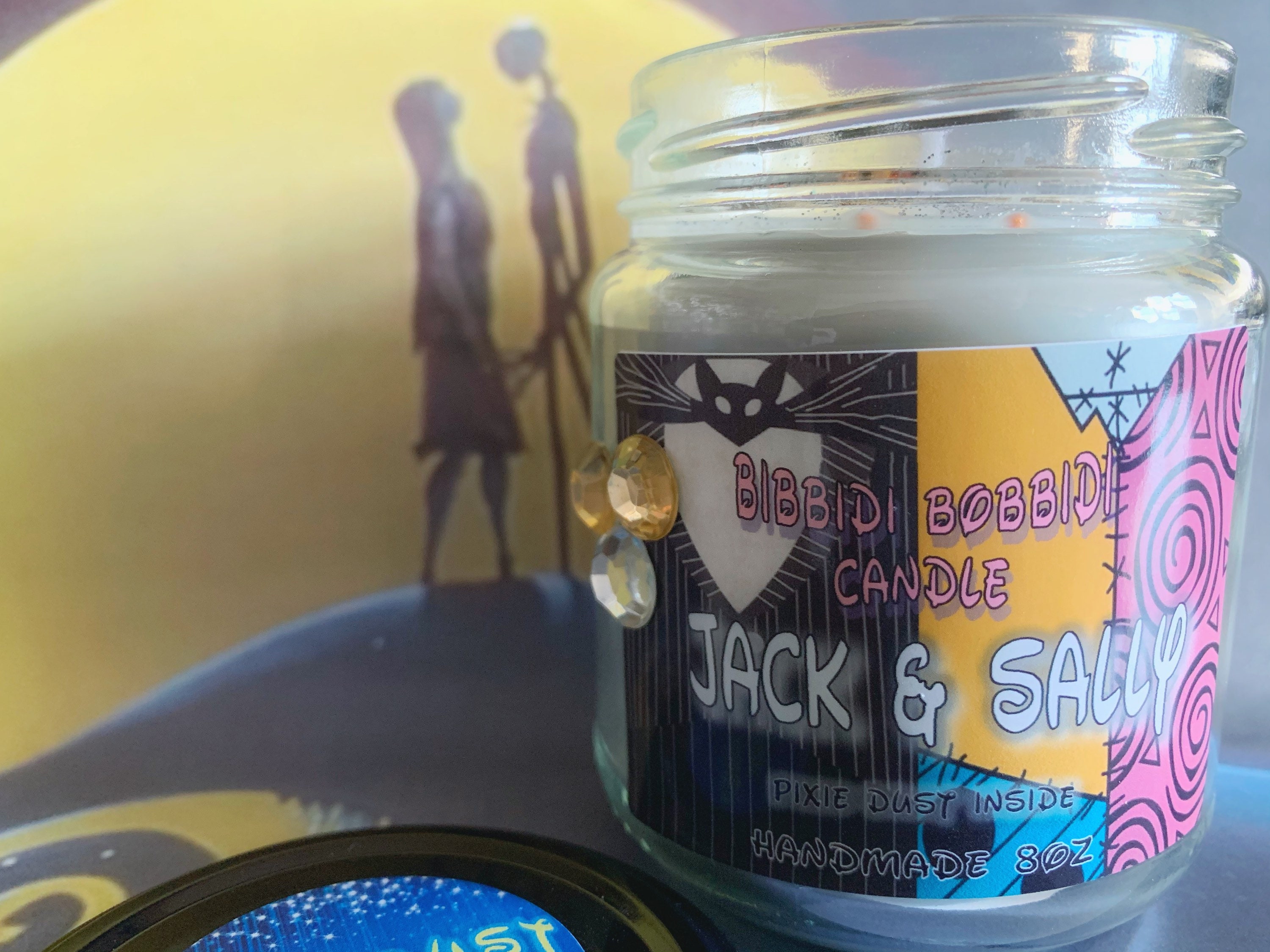 Jack & Sally 8 oz Glass Candle Jar  , Disney Inspired Candle Magic Ki…