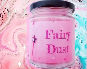 Fairy Dust 8 oz Glass Candle Jar  , Disney Inspired Candle Magic Kingdom Cruelty free and vegan