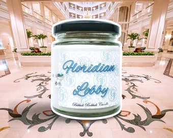 Grand Floridian Lobby 8 oz Glass Candle Jar , Disney Inspired Candle Cruelty Free and Vegan