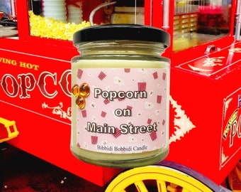 Popcorn of Main Street 8 oz Glass Candle Jar  , Disney Inspired Candle Magic Kingdom Cruelty free and vegan