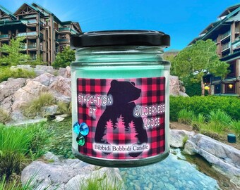 Fort Wilderness Lodge Resort 8 oz Glass Candle Jar , Disney Inspired Candle Cruelty Free and Vegan