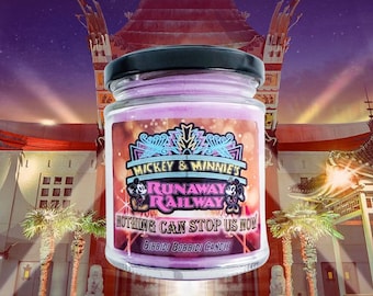 Nothing can stop us now Micky and Minnie’s Runaway Railway 8 oz Glass Candle Jar  , Disney Inspired Candle Magic Kingdom