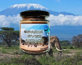 Soarin over Africa 8 oz Glass Cande Jar , Disney Inspired Candle Epcot cruelty free and vegan