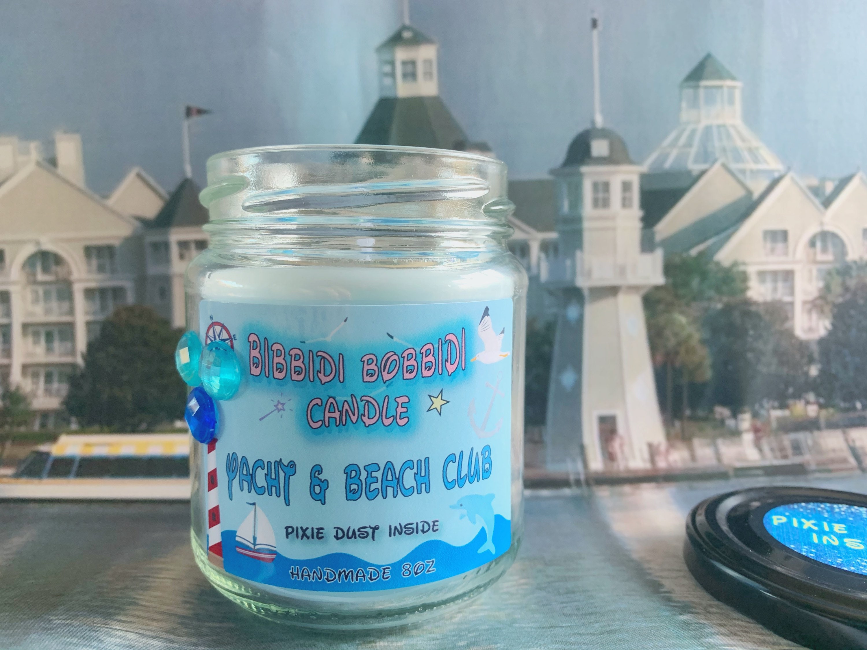 Yacht & Beach Club 8 oz  Glass Candle Jar , Disney Inspired Candle Cr…