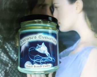 Arwen Evenstar 8 oz Glass Candle Jar  , Lord of the rings LOTR Hobbit Cruelty free and vegan