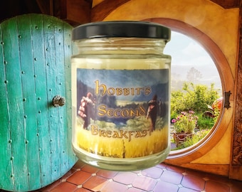 Hobbit’s second breakfast 8 oz Glass Candle Jar  , Lord of the rings LOTR Hobbit Cruelty free and vegan