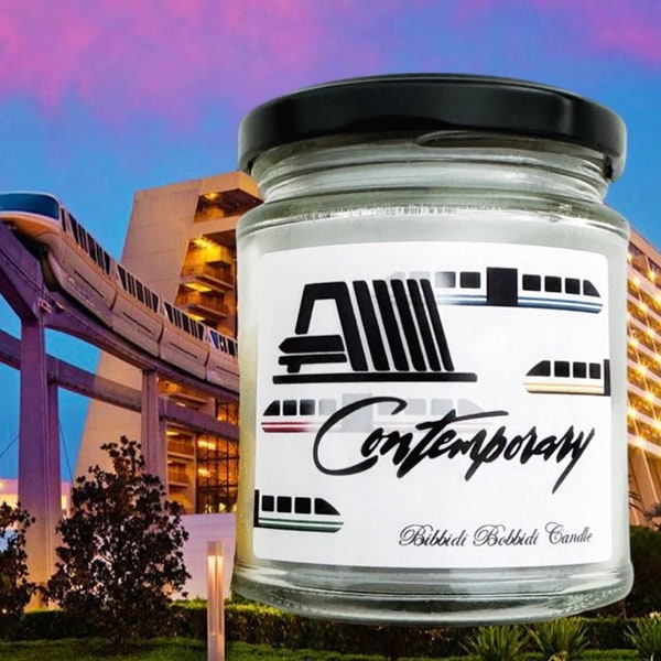 Contemporary resort 8 oz Glass Candle Jar  , Disney Inspired Candle Magic Kingdom Cruelty free and vegan