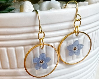 Forget Me Not Earrings | Resin Pressed Flower Earrings | Flower Earrings | Delicate Earrings | Gift | Coupon Available