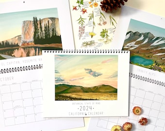 2024 Nature Wall Calendar | California Scenery | Botanical State of Mind illustrated calendar of original paintings National Park artist
