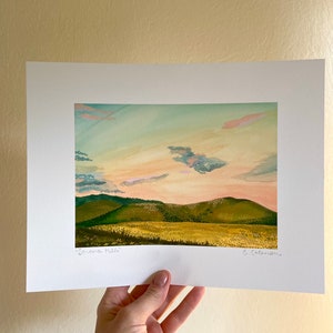 Sonoma County Art Print || Rolling hills giclee art print petaluma sonoma windsor || gouache original art open fields vineyards
