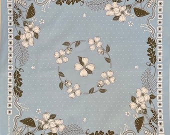 Flower bandana floral mushrooms | 100% cotton screen printed | nature bandana fungi dogwoods forest woodland bandana for men women hiking