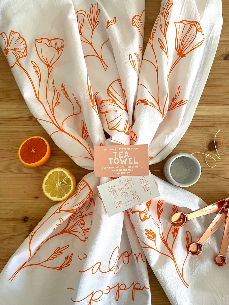 BotanicalStateOfMind California Poppy Tea Towel - Thumbnail 3