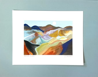 Colinas de California // Parque Nacional del Valle de la Muerte // Impresión de pintura gouache de la Paleta del Artista de un paisaje de impresión giclée de archivo original