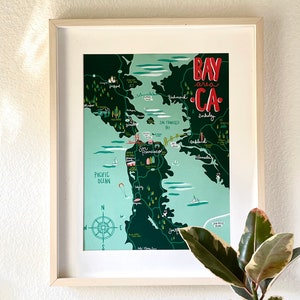 San Francisco Map art print Bay Area illustrated map California Map SF map poster 12 x 16 Oakland Marin Mt. Tam CA wall decor gallary