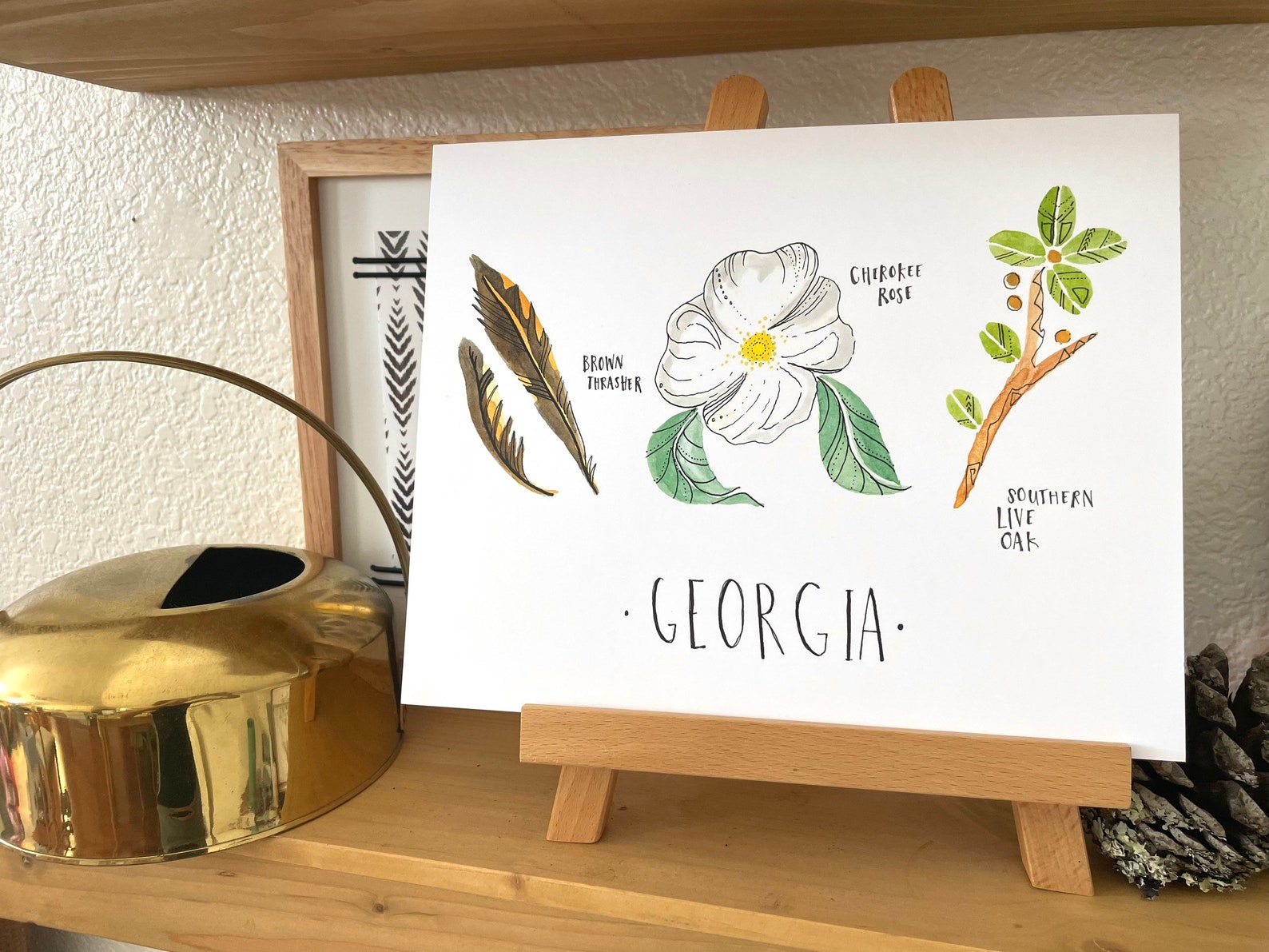 Georgia State Bird State Flower and State Tree Print State Art - Etsy