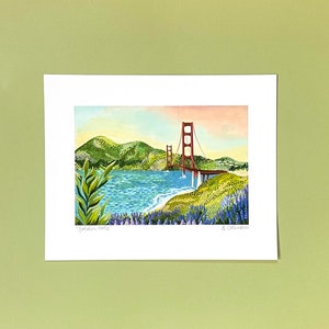 Golden Gate Bridge art print San Francisco Northern California gallery wall California art gauche giclee print archival gift going away