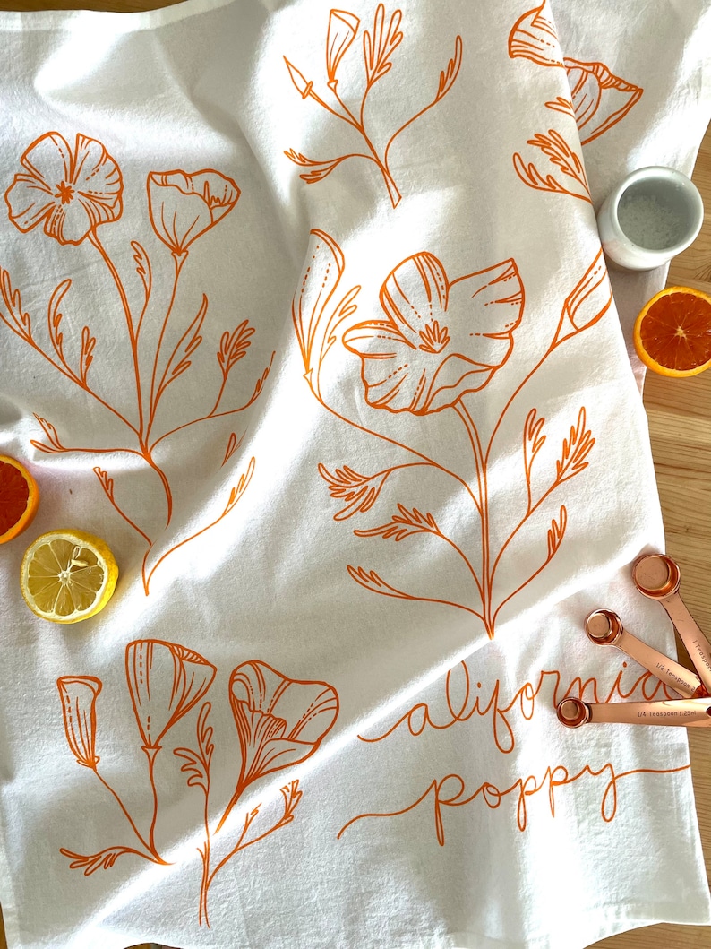BotanicalStateOfMind California Poppy Tea Towel - Thumbnail 2