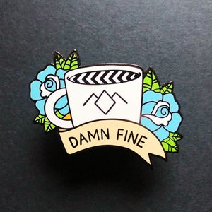 Damn Fine Coffee Hard Enamel Pin, Twin Peaks Pin, Coffee, Fan Art, Hard Enamel Pin, Agent Cooper, Blue Rose