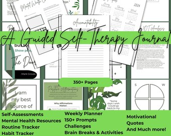 Guided Journal Bundle for self-care trauma healing accountability Authenticity Habit Tracker Calendar Journal Notebook